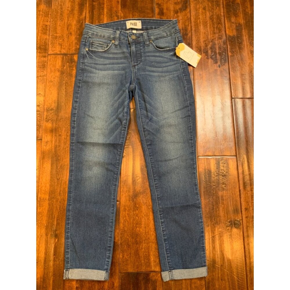 Paige Medium Wash Kylie Crop Blue Denim Jeans Cuffed, Size 24